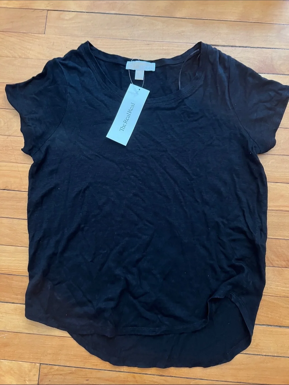 Michael Kors Black Scoop Neck Short Sleeve Tee